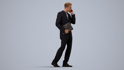 realistic 3D people man business, render-ready for V-Ray and Corona, FBX OBJ, side view render