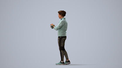 realistic 3D people woman sport, render-ready for V-Ray and Corona, FBX OBJ, three-quarter view render