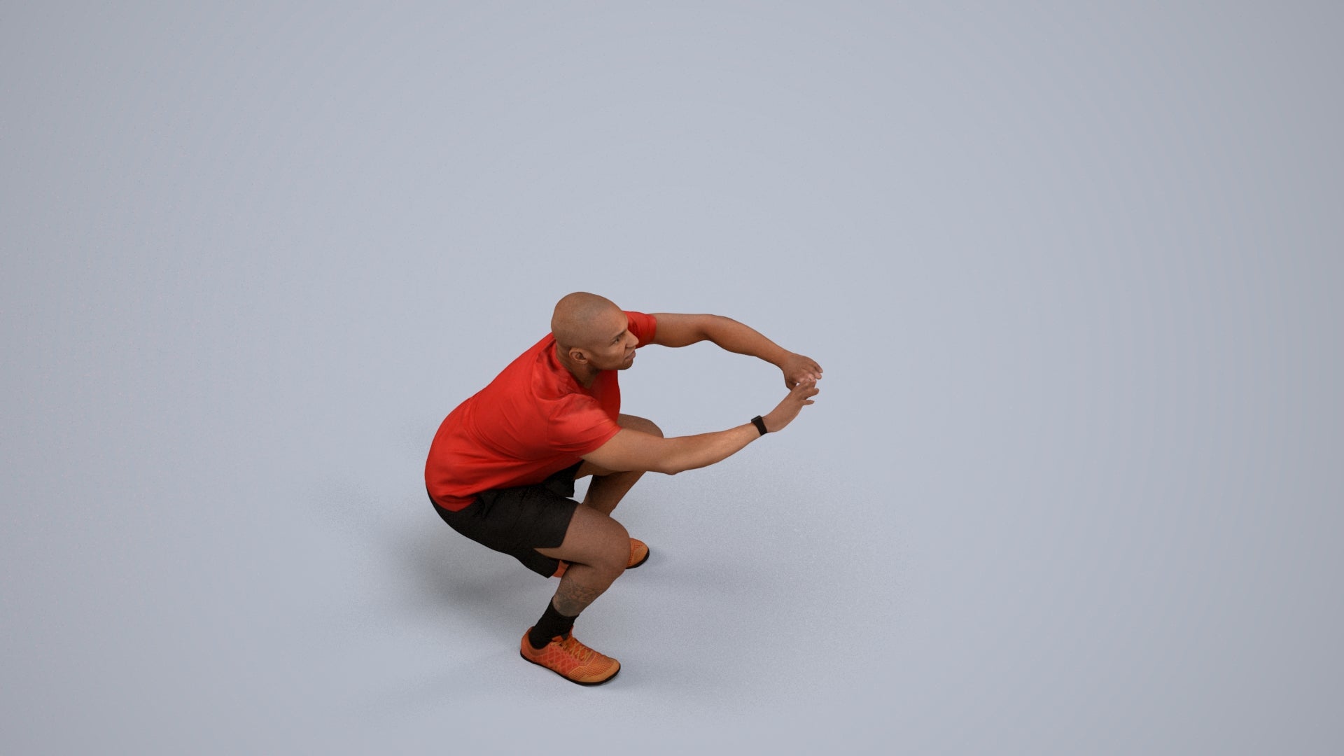 photogrammetry 3D man sport, realistic human model archviz FBX, back view render