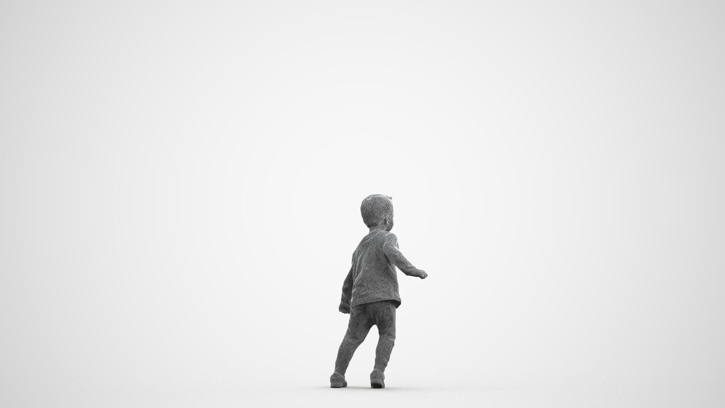 photogrammetry 3D boy casual kids, realistic human model archviz FBX, wireframe front view