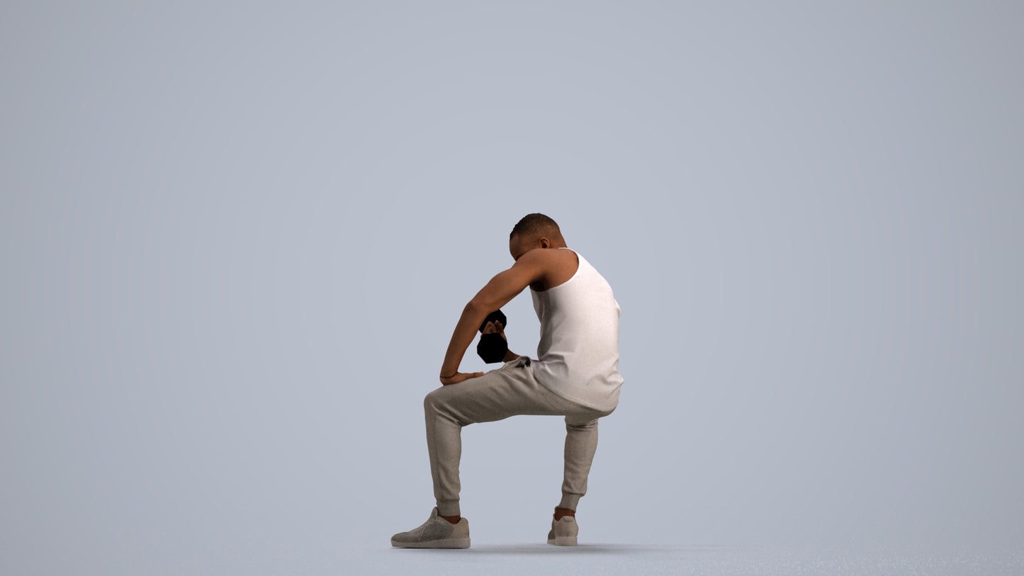 realistic 3D human man casual sport, archviz people FBX OBJ for Blender, front view render
