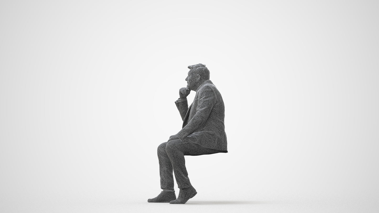 3D human model man business, photogrammetry scanned person for archviz, square thumbnail
