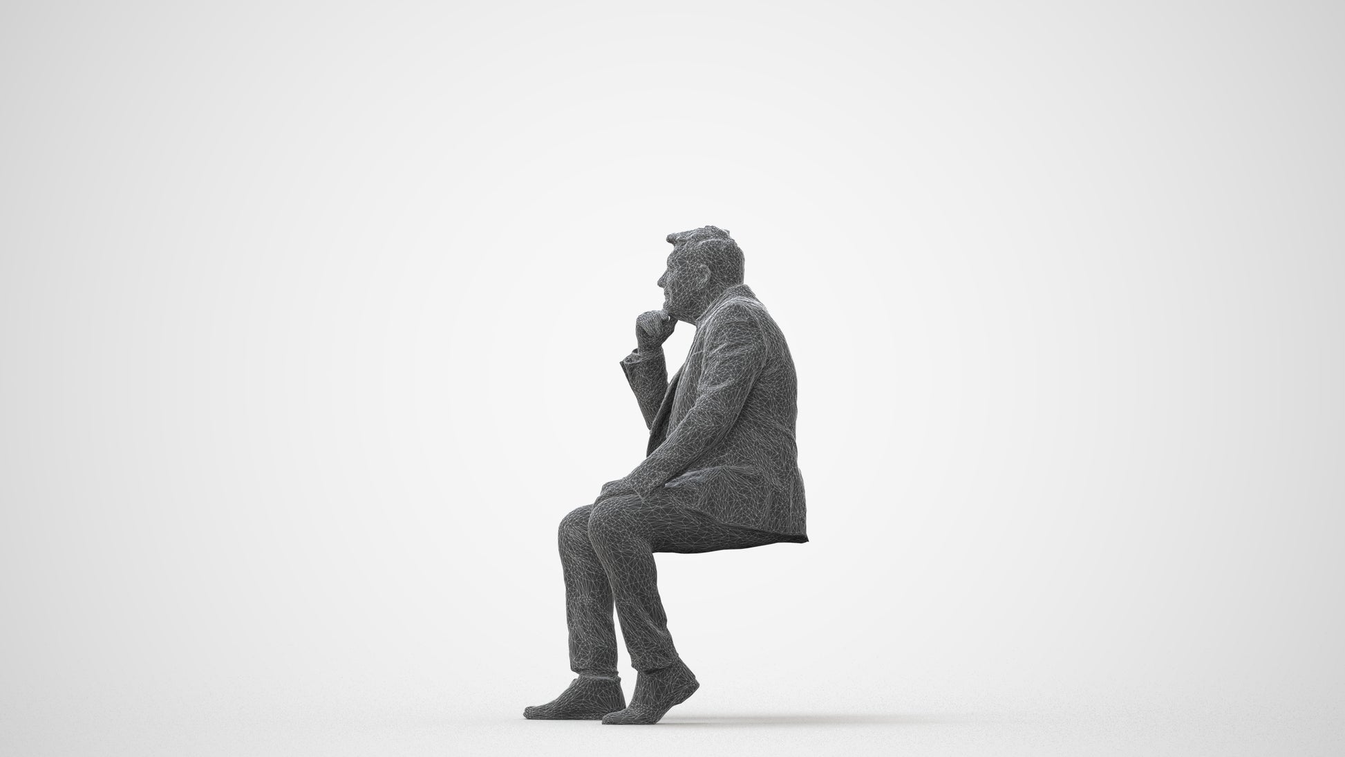 3D human model man business, photogrammetry scanned person for archviz, square thumbnail