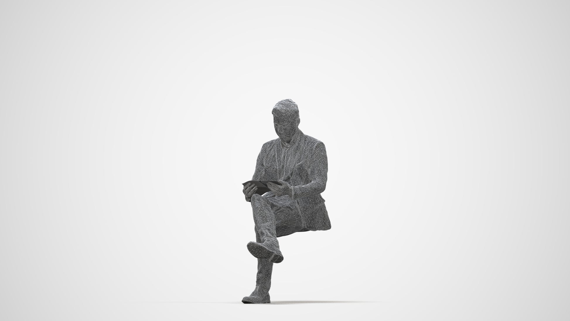 scanned 3D man business, photogrammetry people for Enscape and V-Ray, wireframe back view