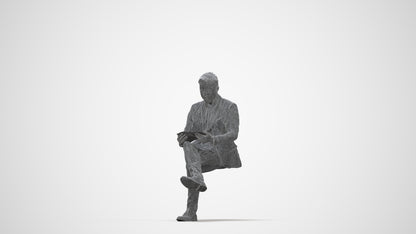 scanned 3D man business, photogrammetry people for Enscape and V-Ray, wireframe back view