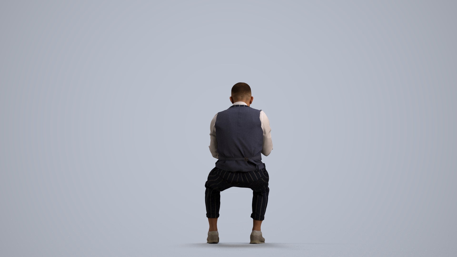 realistic 3D people man business sitting, render-ready for V-Ray and Corona, FBX OBJ, front view render
