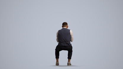 realistic 3D people man business sitting, render-ready for V-Ray and Corona, FBX OBJ, front view render