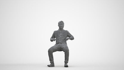 realistic 3D man casual sitting, scanned archviz people for Blender and 3ds Max, three-quarter front view render