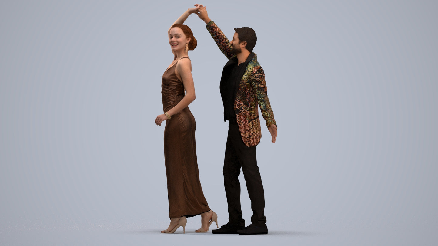 scanned 3D woman formal dancing, photogrammetry people for Enscape and V-Ray, standing pose render
