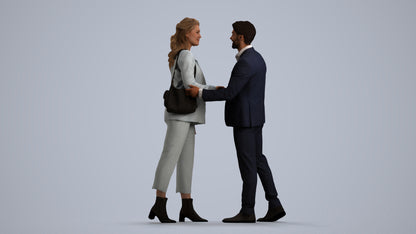 3D human model woman business, photogrammetry scanned person for archviz, front view render