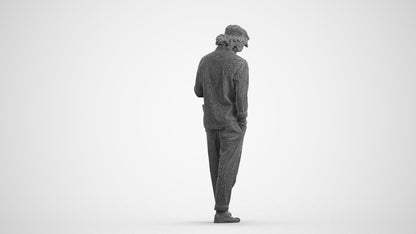 realistic 3D human man casual standing, archviz people FBX OBJ for Blender, wireframe front view
