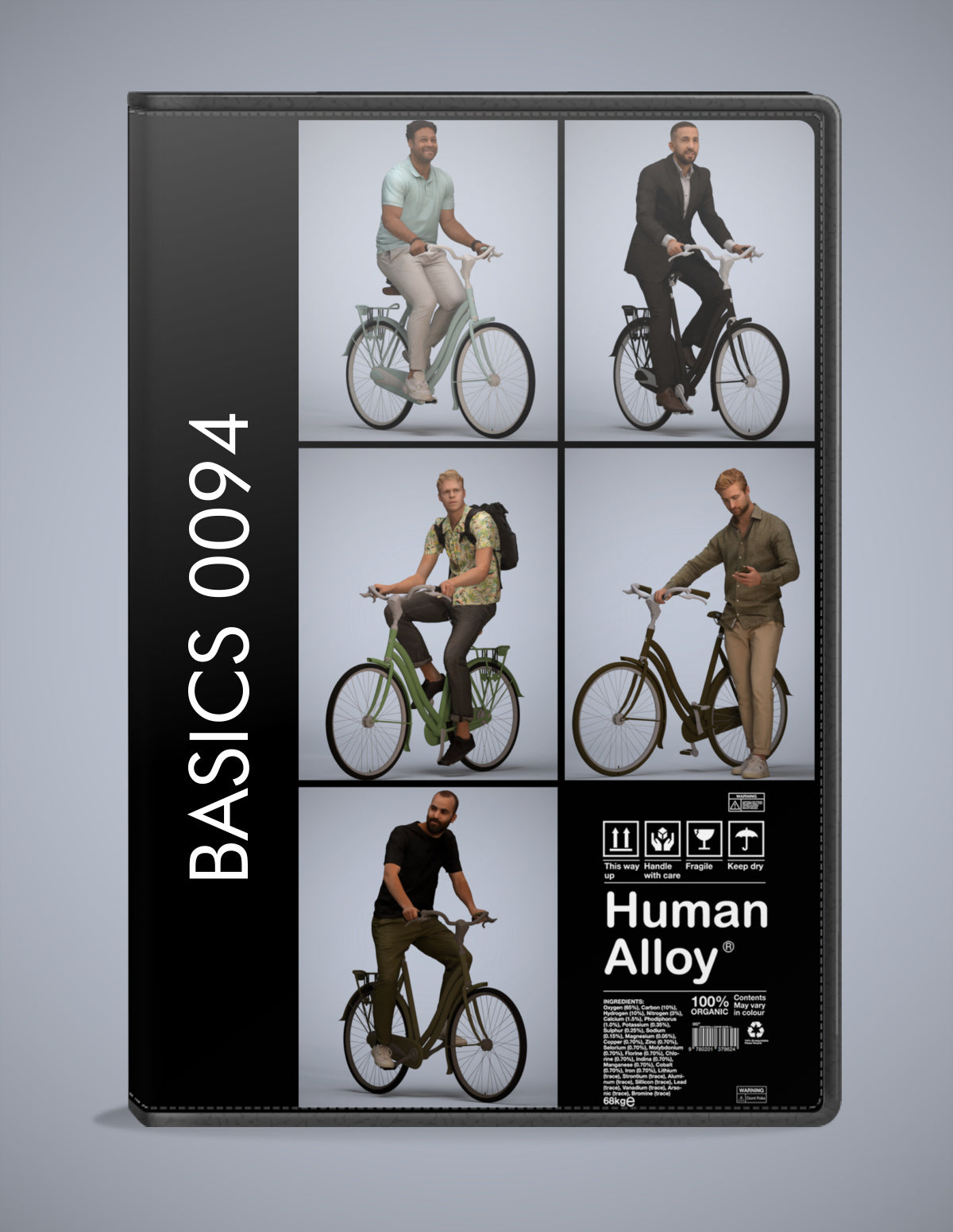 realistic 3D humans cycling pack, 5 archviz people FBX OBJ for Blender