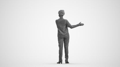 photogrammetry 3D woman casual standing, realistic human model archviz FBX, wireframe front view