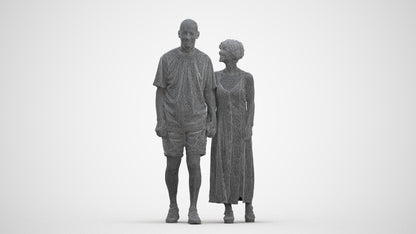 3D scanned senior woman couple casual, photorealistic archviz people for Enscape and SketchUp