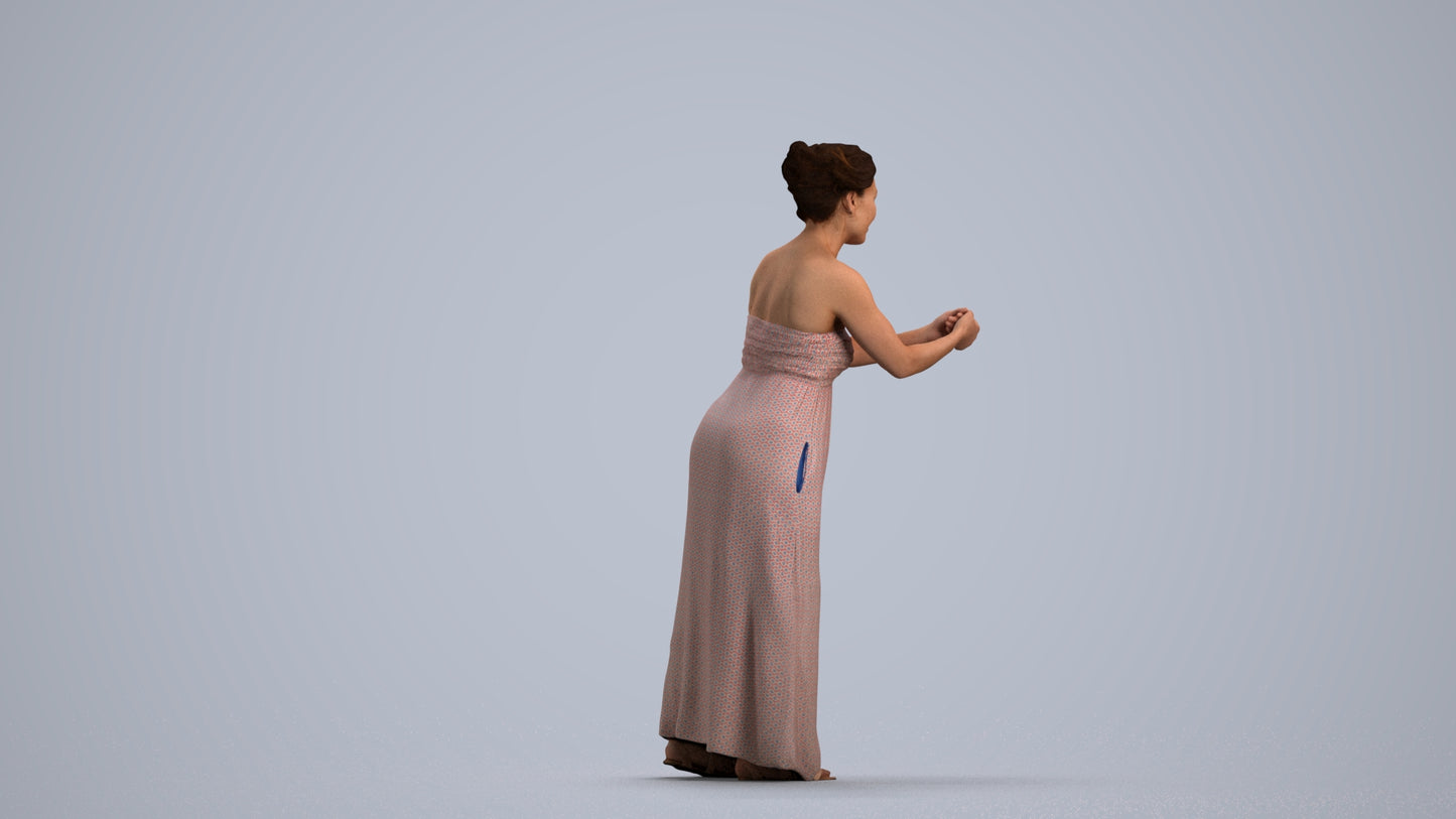 realistic 3D human woman casual standing, archviz people FBX OBJ for Blender, front view render