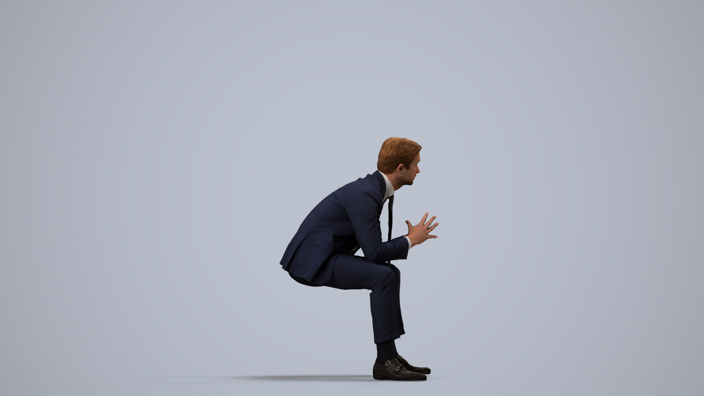 realistic 3D people man business, render-ready for V-Ray and Corona, FBX OBJ, side view render