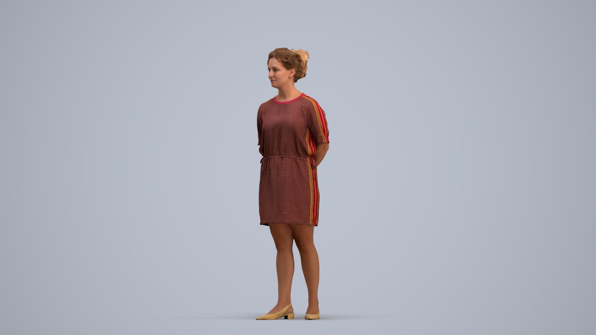 3D people model woman casual standing, scanned human for 3ds Max rendering, standing pose render