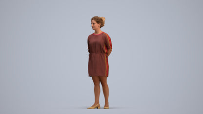 3D people model woman casual standing, scanned human for 3ds Max rendering, standing pose render