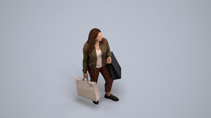 scanned 3D woman casual shopping, photogrammetry people for Enscape and V-Ray, back view render