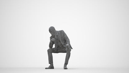 photogrammetry 3D senior man business, realistic human model archviz FBX, wireframe back view