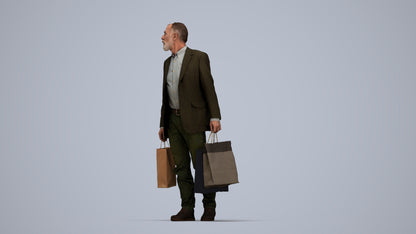 photogrammetry 3D senior man casual business, realistic human model archviz FBX, top-down view render