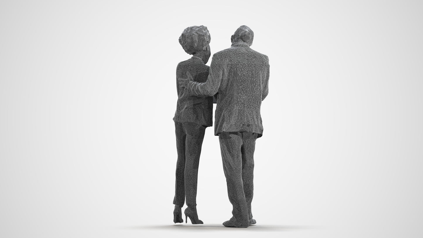 3D people model woman business, scanned human for 3ds Max rendering, wireframe front view