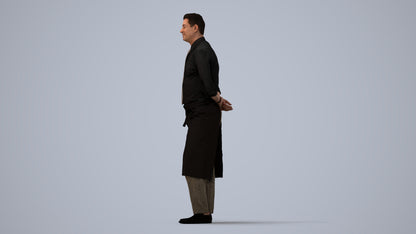 scanned 3D man hospitality, photogrammetry people for Enscape and V-Ray, three-quarter view render