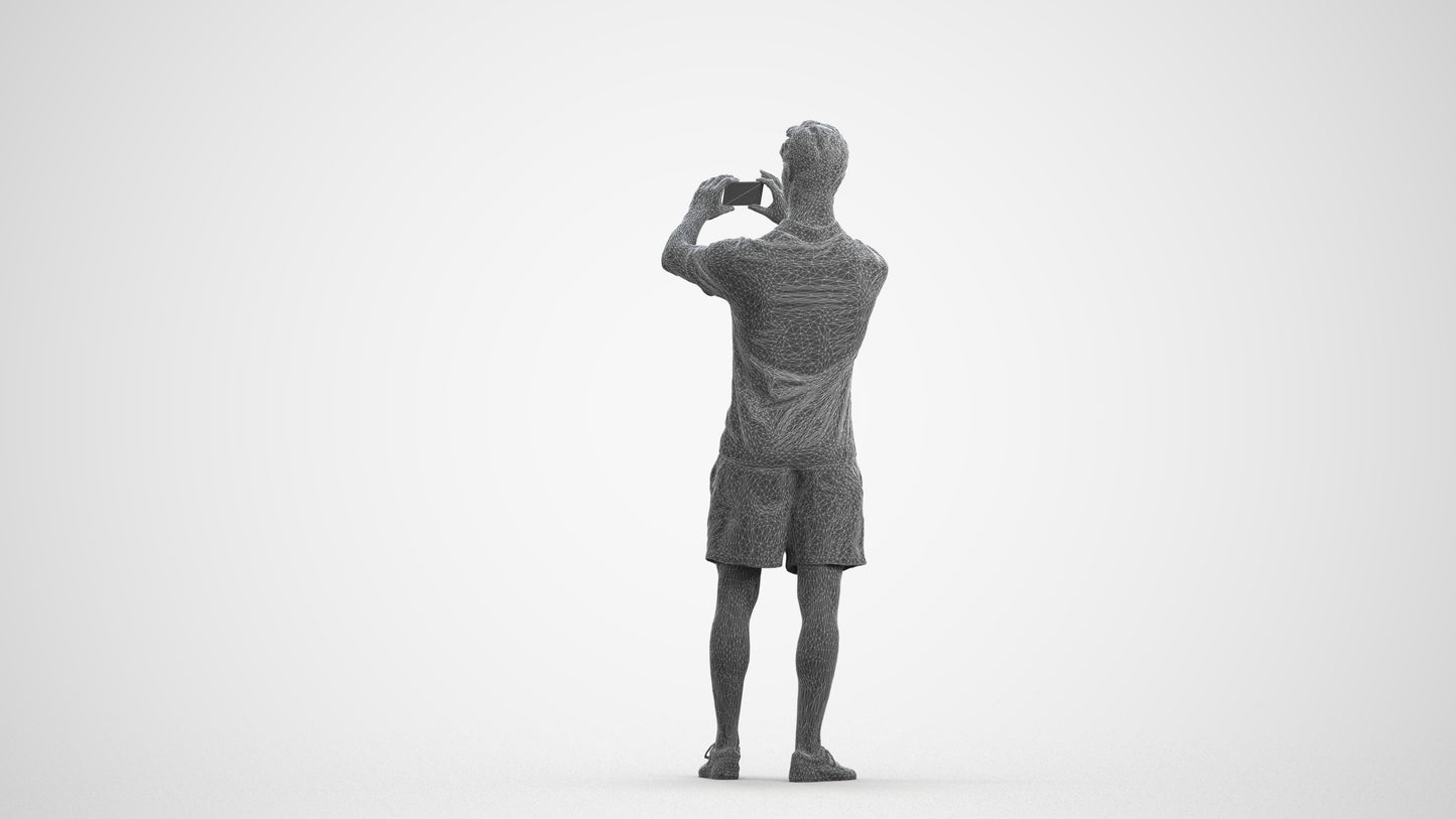 realistic 3D people man casual standing, render-ready for V-Ray and Corona, FBX OBJ, wireframe front view