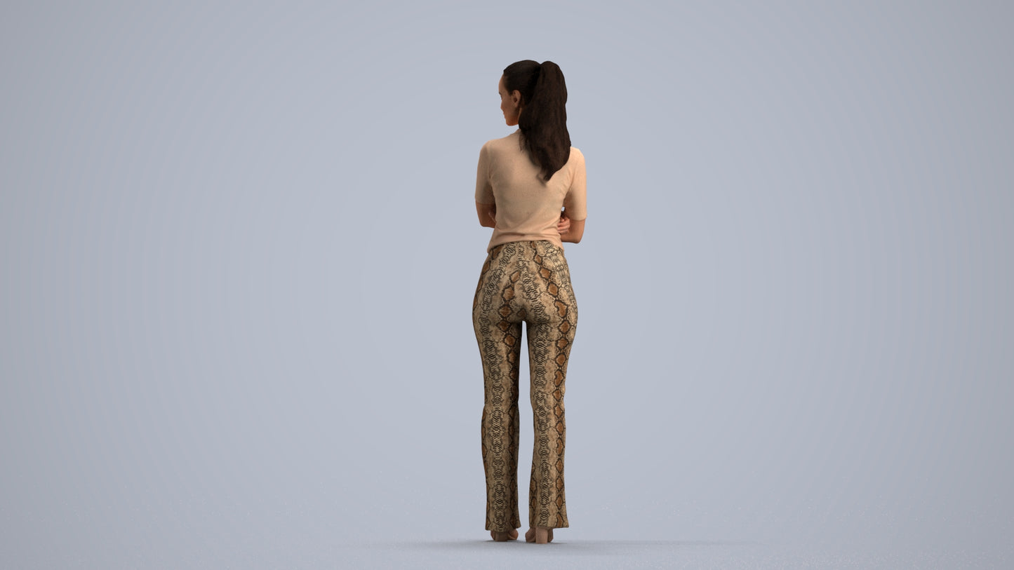 realistic 3D people woman casual standing, render-ready for V-Ray and Corona, FBX OBJ, front view render