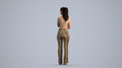 realistic 3D people woman casual standing, render-ready for V-Ray and Corona, FBX OBJ, front view render