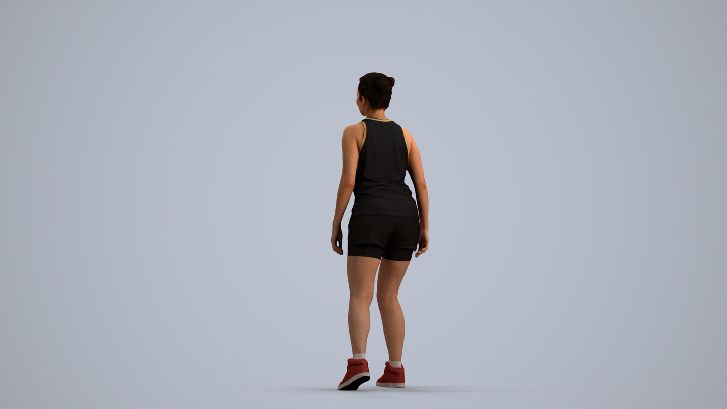 3D people model woman sport, scanned human for 3ds Max rendering, front view render