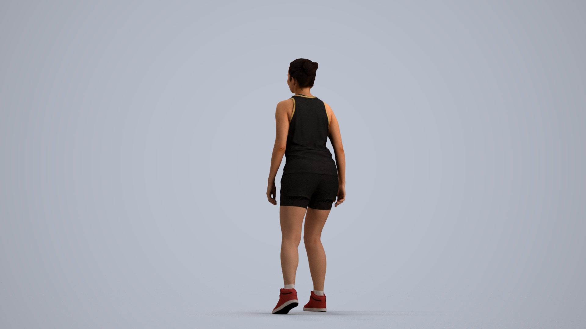 3D people model woman sport, scanned human for 3ds Max rendering, front view render