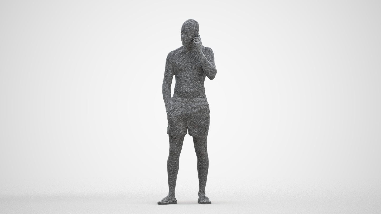 realistic 3D human man pool, archviz people FBX OBJ for Blender, three-quarter front view render