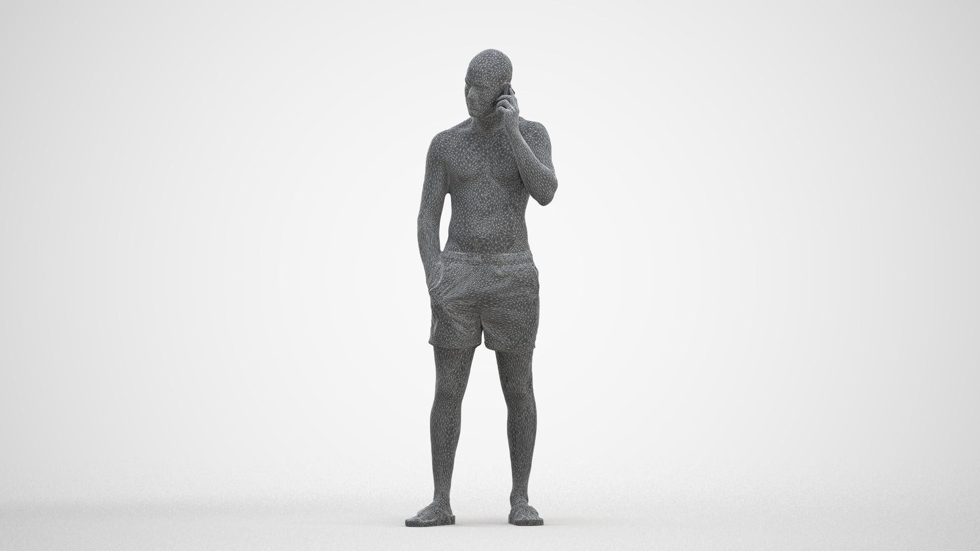 realistic 3D human man pool, archviz people FBX OBJ for Blender, three-quarter front view render