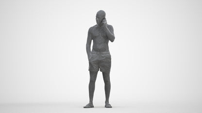realistic 3D human man pool, archviz people FBX OBJ for Blender, three-quarter front view render