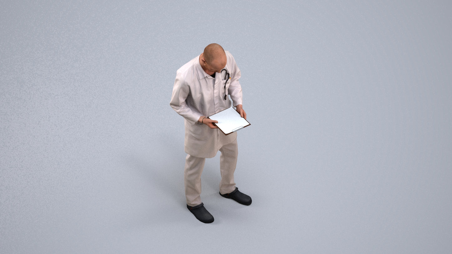 3D scanned man medical, photorealistic archviz people for Enscape and SketchUp, back view render