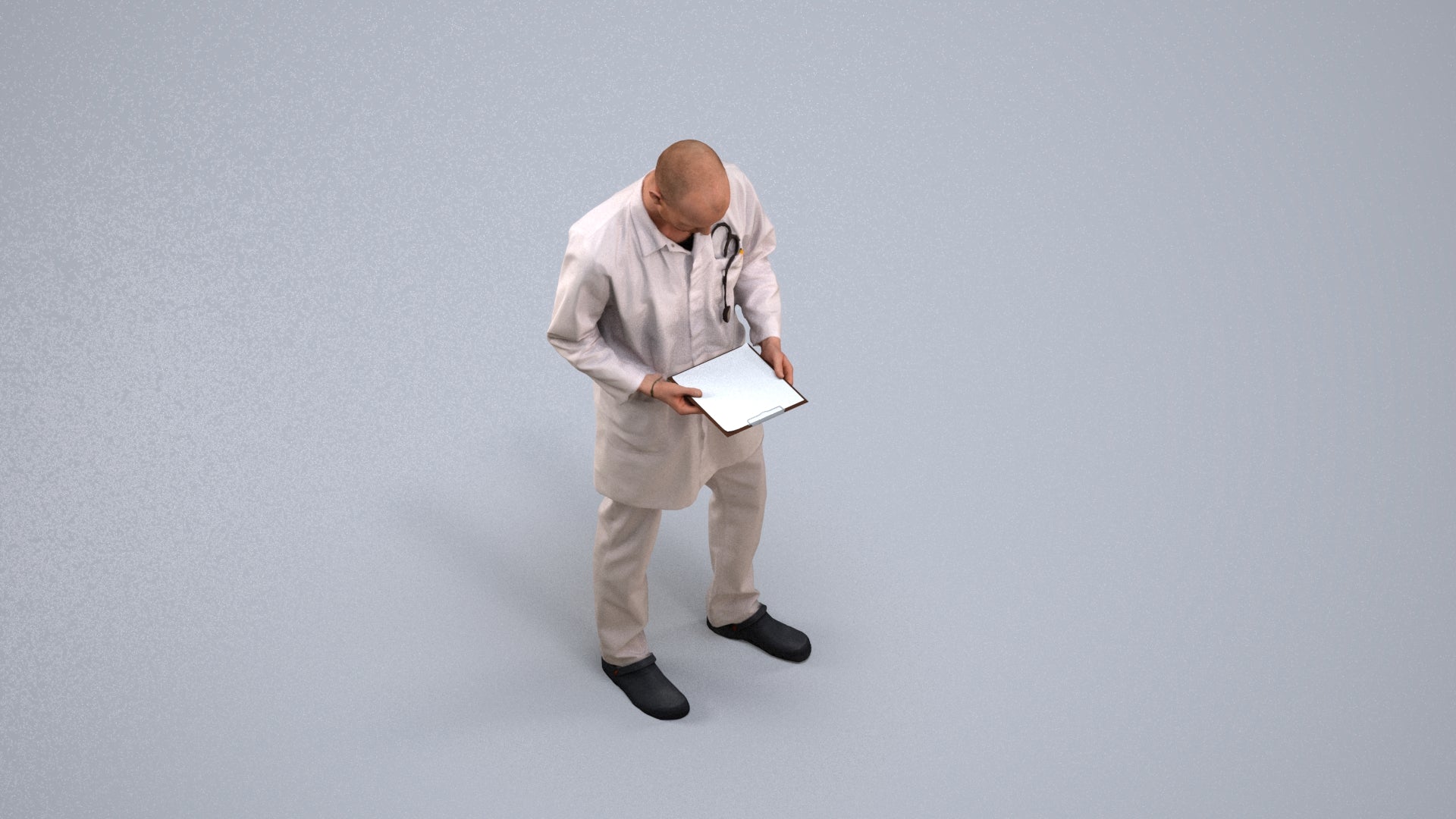 3D scanned man medical, photorealistic archviz people for Enscape and SketchUp, back view render