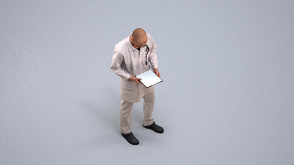 3D scanned man medical, photorealistic archviz people for Enscape and SketchUp, back view render