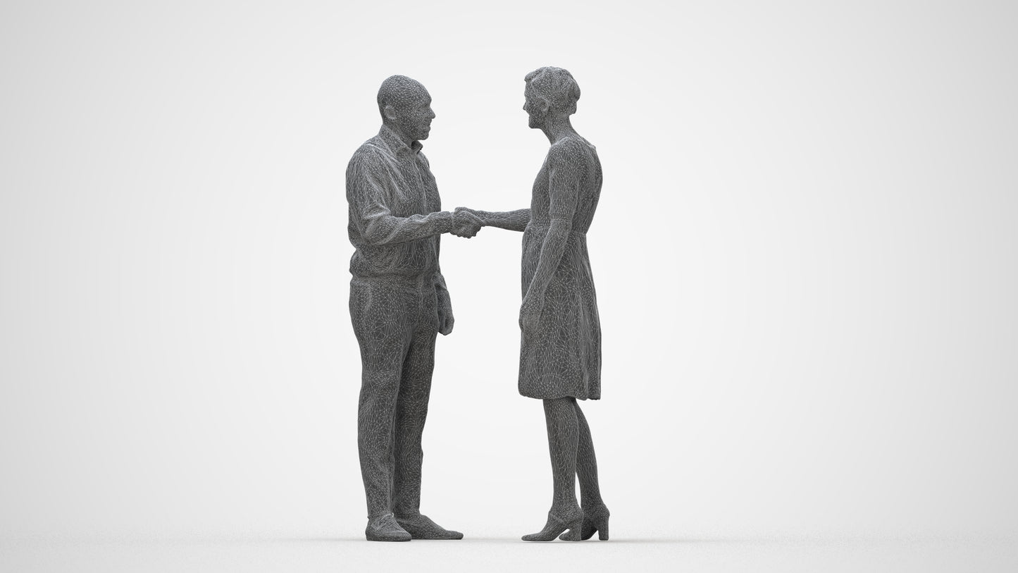 scanned 3D woman business, photogrammetry people for Enscape and V-Ray, wireframe back view