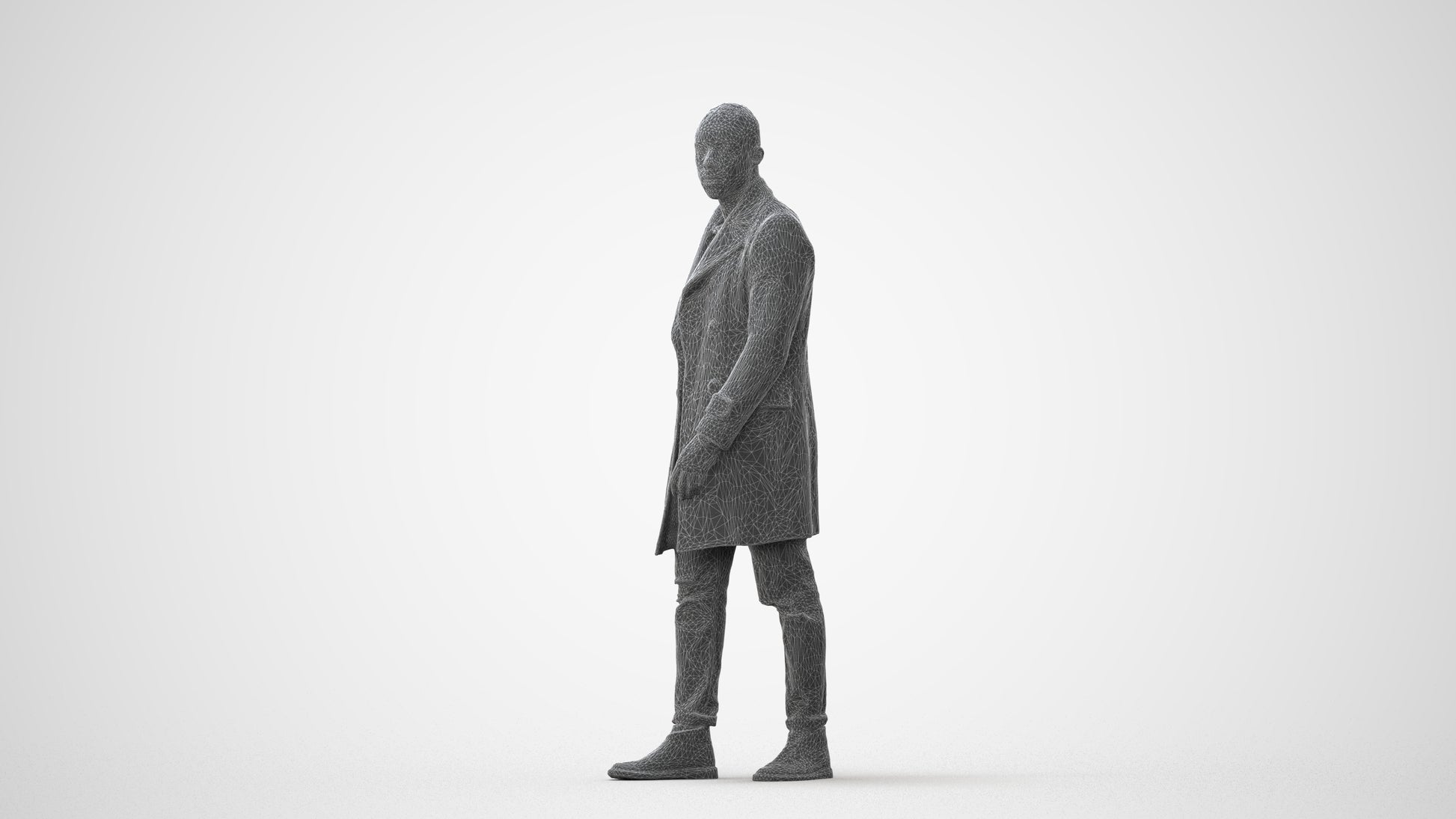 3D people model man casual walking, scanned human for 3ds Max rendering, square thumbnail