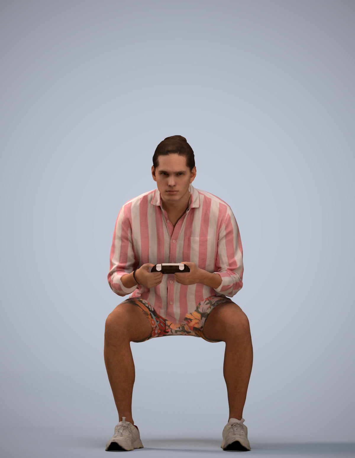 photogrammetry 3D man casual sitting, realistic human model archviz FBX