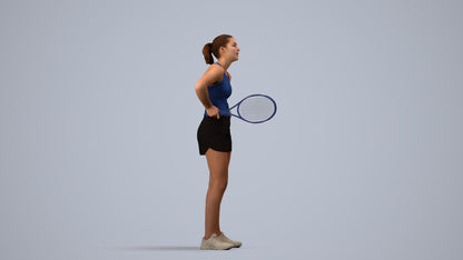 realistic 3D girl sport, scanned archviz people for Blender and 3ds Max, side view render