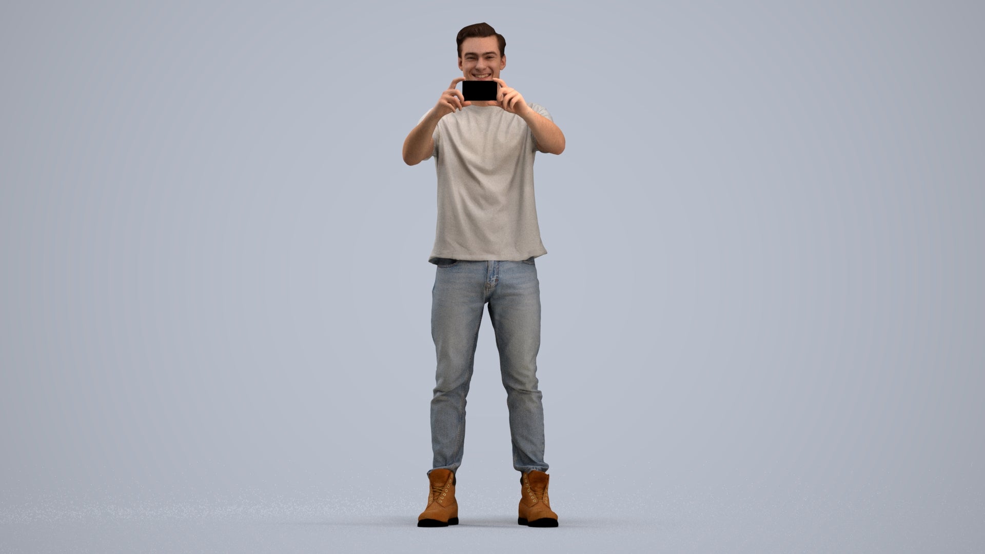 3D scanned man standing casual, photorealistic archviz people for Enscape and SketchUp, standing pose render