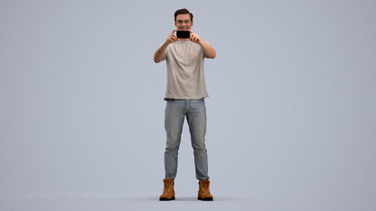 3D scanned man standing casual, photorealistic archviz people for Enscape and SketchUp, standing pose render