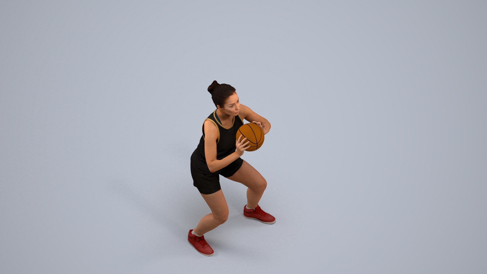 photogrammetry 3D woman sport, realistic human model archviz FBX, back view render