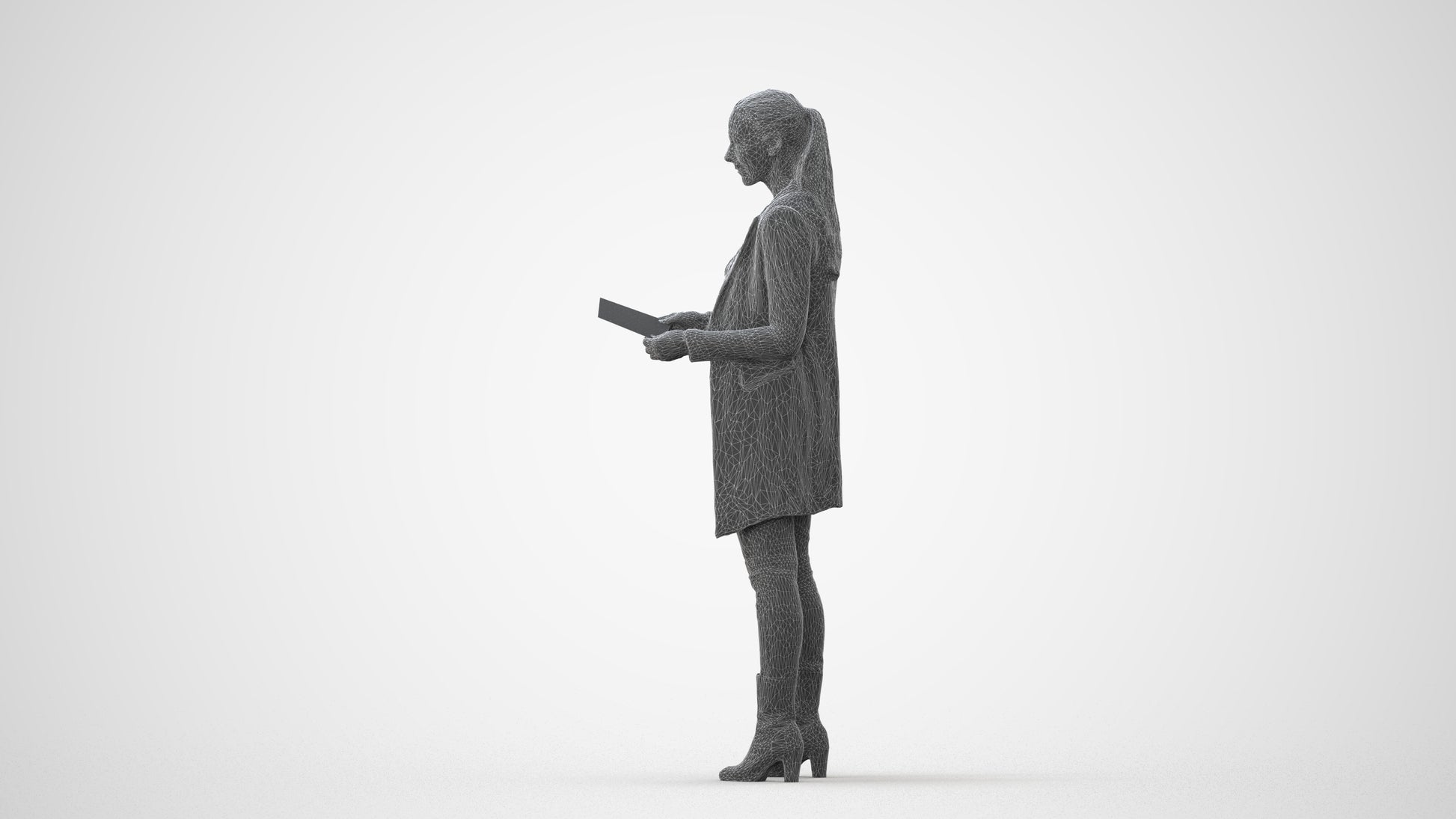 scanned 3D woman business standing, photogrammetry people for Enscape and V-Ray, square thumbnail
