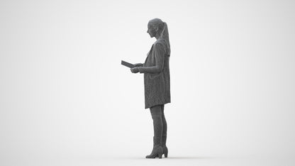 scanned 3D woman business standing, photogrammetry people for Enscape and V-Ray, square thumbnail