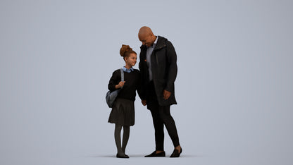 realistic 3D human girl business kids, archviz people FBX OBJ for Blender, standing pose render