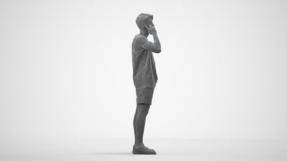 photogrammetry 3D man sport standing, realistic human model archviz FBX, wireframe side view