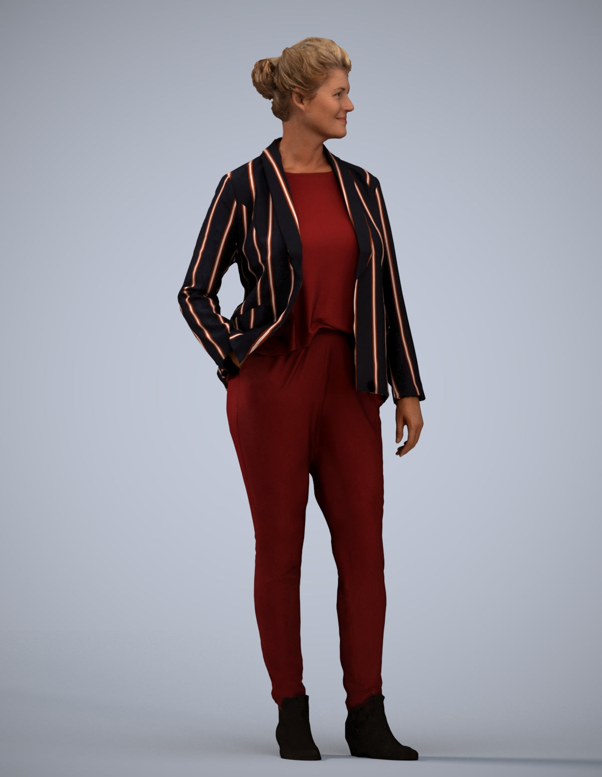 3D people model woman business standing, scanned human for 3ds Max rendering